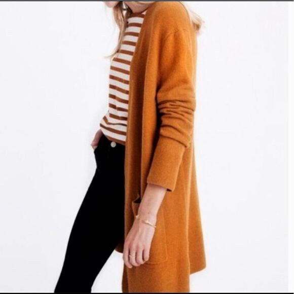 Madewell Fall Cardigan Pocket Grandpa Shacke Mulled Cider Tangerine Preppy NWT - Picture 3 of 6